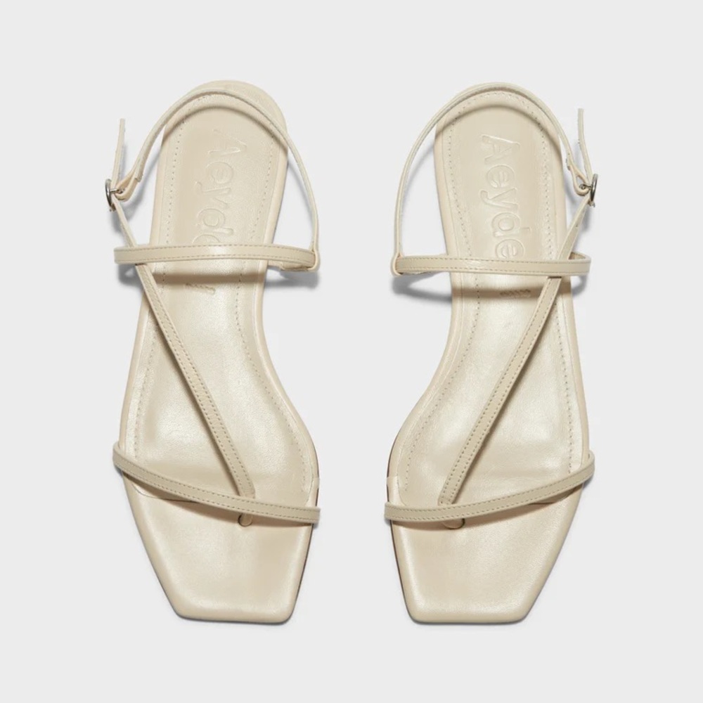 Aeyde Ella Nappa Leather Sandals, Creamy, Size 36